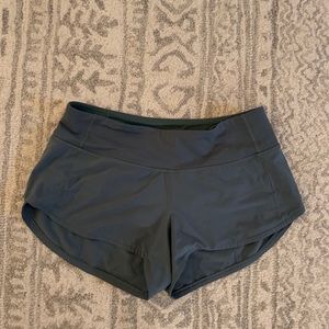 Army green lululemon speed up shorts size 2